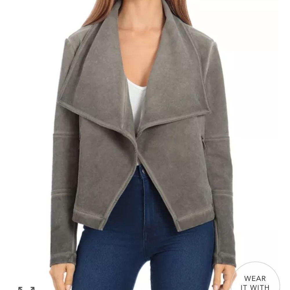 Bagatelle Washed Scuba Faux-Suede Drape Jacket